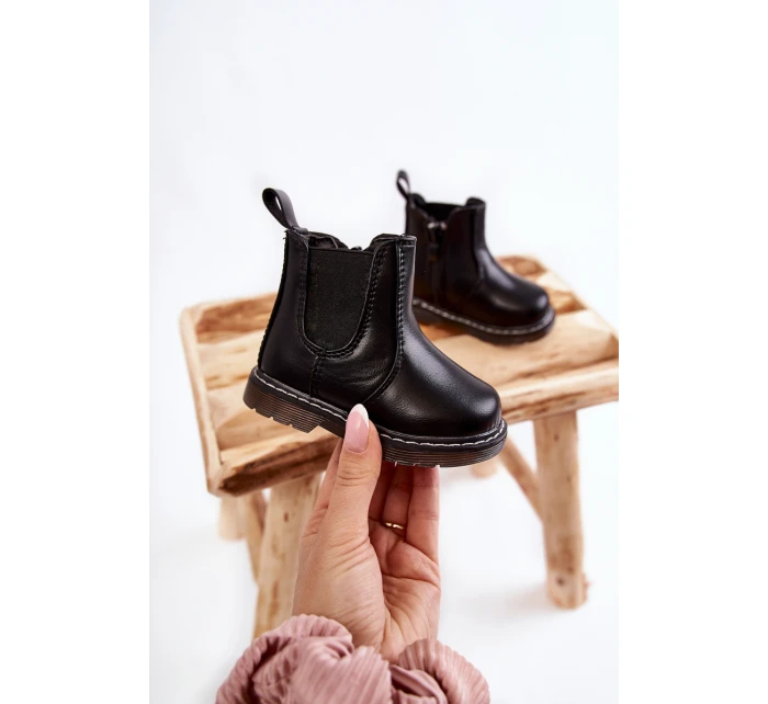 Dětské Kůže zateplené boty černé model 21597541 - Boto Dětské Kůže zateplené boty černé model 21597541 - Boto