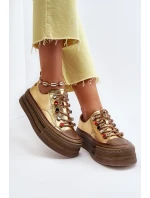 Dámské tenisky na platformě model 21650185 Zlaté - Goe