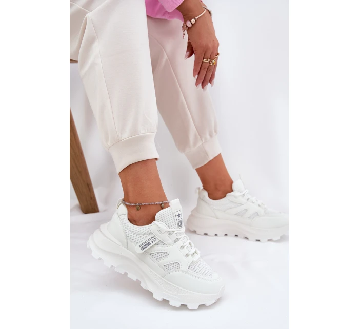Dámské Sportovní Boty Sneakers Na Tlusté Podešvi Bílé Prononice Dámské Sportovní Boty Sneakers Na Tlusté Podešvi Bílé Prononice
