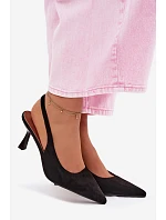 Dámské sandály na jehlovém podpatku z imitace semiše Černé Saria