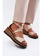 Kožené sandály na platformě Maciejka K7471-26 Zlaté