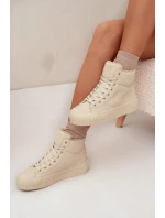 Dámské zateplené tenisky na platformě Big Star – béžové Dámské zateplené tenisky na platformě Big Star – béžové