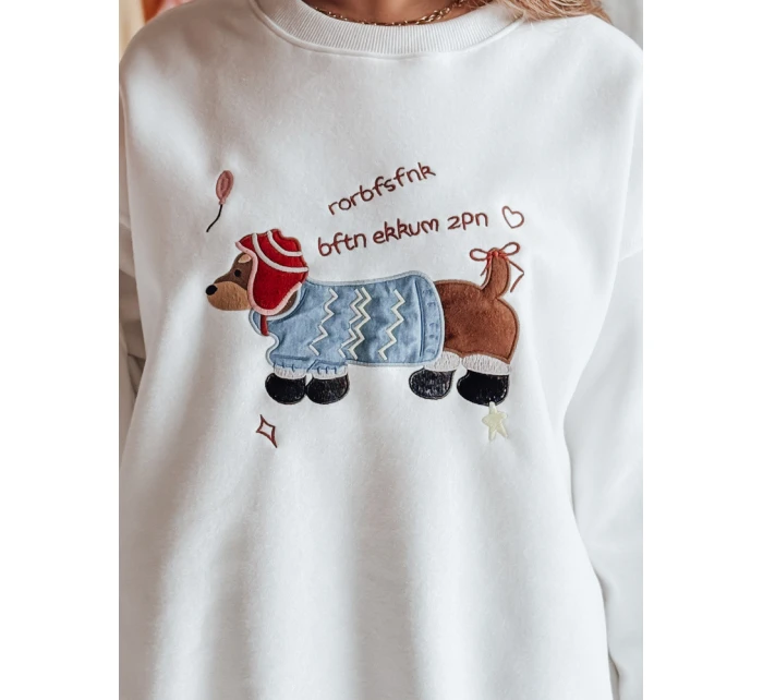 Dámská oversize mikina s výšivkou DOGSWEETY bílá FashionStreet BY1478
