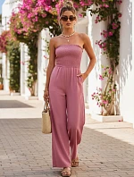 Dámský letní overal se širokými nohavicemi růžový FashionStreet EY2652