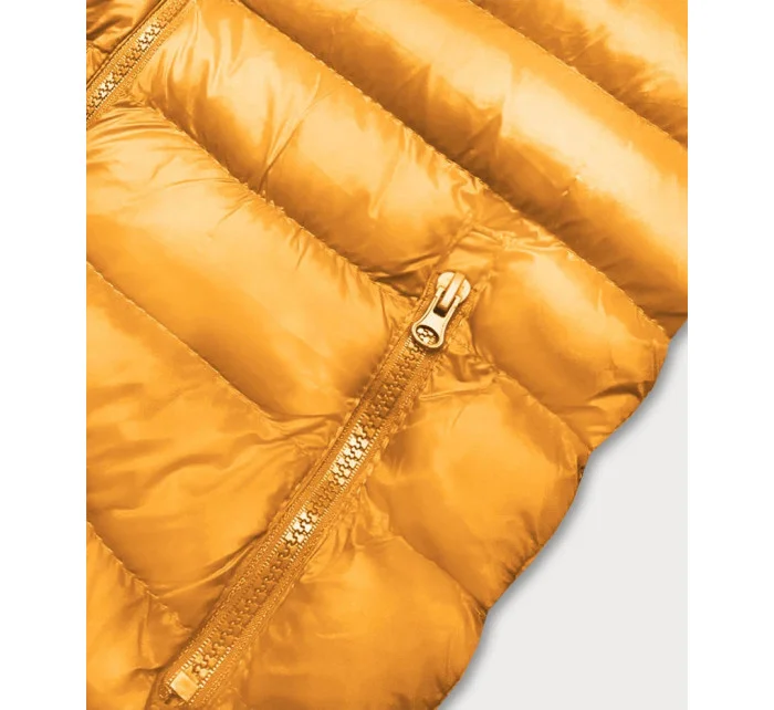 Krátká žlutá dámská prošívaná vesta model 16279850 - J.STYLE Krátká žlutá dámská prošívaná vesta model 16279850 - J.STYLE