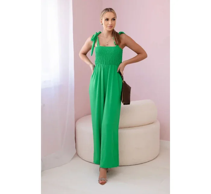 Overal na ramínka s volánkovým topem zelený