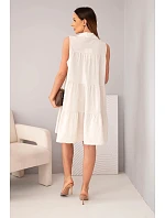 Dámské bavlněné košilové šaty bez rukávů s knoflíky béžová Dámské bavlněné košilové šaty bez rukávů s knoflíky béžová