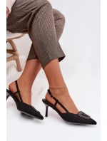 Dámské sandály na podpatku s ozdobou Černé Ismeria