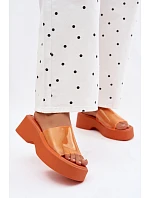 Dámské sandály na platformě s průhledným páskem Oranžové Selestia