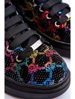 Sportovní boty na platformě Rhinestones GOE Black Sportovní boty na platformě Rhinestones GOE Black