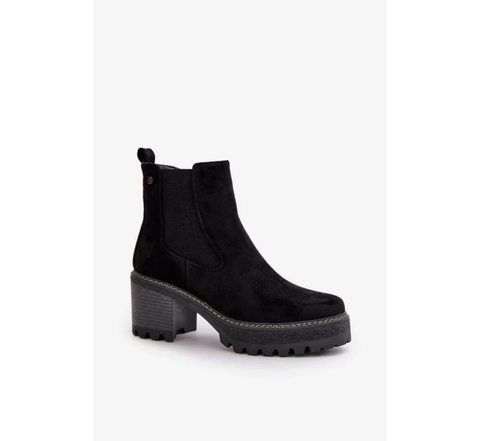 Dámské Zateplené Kotníkové Boty Na Podpatku Eko Semišové Černé Irissinae Dámské Zateplené Kotníkové Boty Na Podpatku Eko Semišové Černé Irissinae