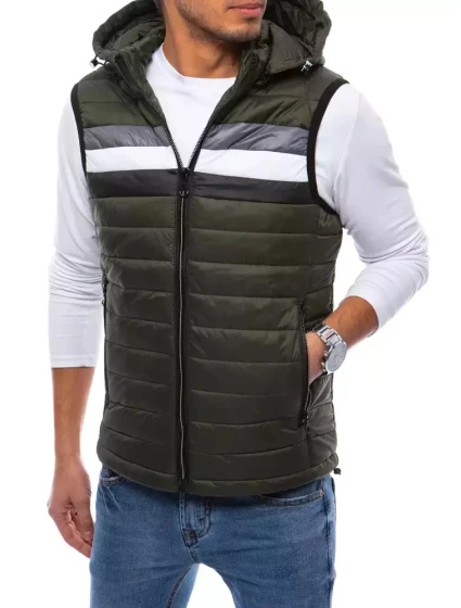 Pánská prošívaná zelená vesta FashionStreet TX4034