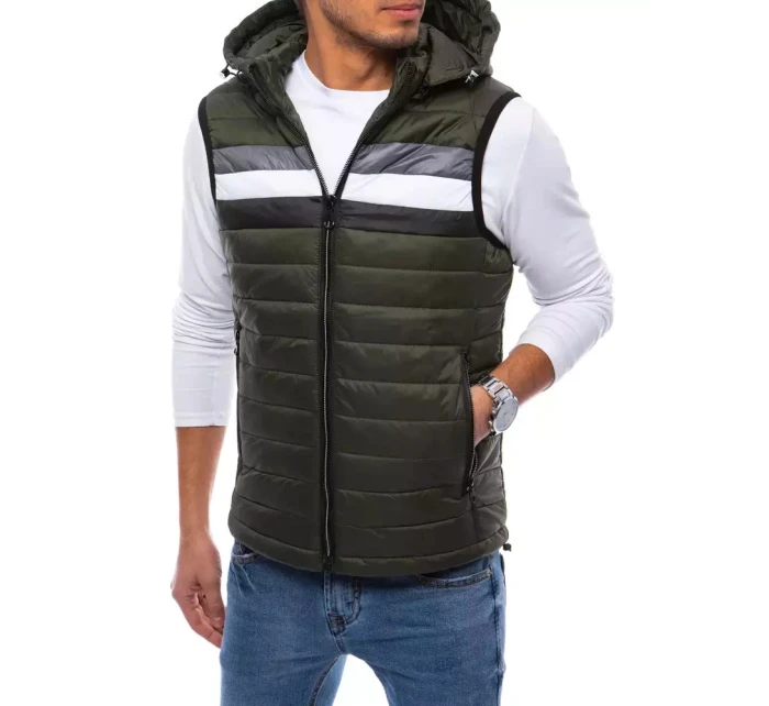 Pánská prošívaná zelená vesta FashionStreet TX4034