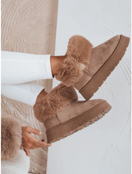 Dámské sněhule s kožešinou béžové Dstreet model 21992118 - FashionStreet