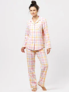 Pyžamo Key LNS 486 B24 Flanelové S-XL dámské rozepínací