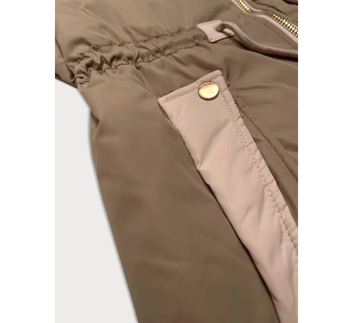 Tmavě béžová dámská bunda se stahováním v pase S'West (B8352-12)