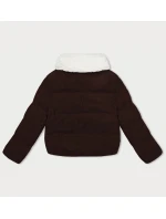Dámská manšestrová bunda v čokoládové barvě s vysokým stojáčkem J Style (5M3230-158)