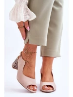 Dámské semišové sandály na podpatku model 21619303 Béžová - Maciejka