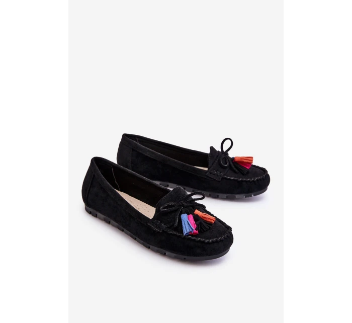 Semišové Mokasíny S Mašlí A Černá model 21623144 - Boto Semišové Mokasíny S Mašlí A Černá model 21623144 - Boto