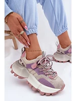 Kožené semišové dámské tenisky model 22095128 fialové - Goe