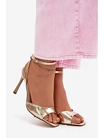 Dámské sandály na podpatku z imitace kůže zlaté Olissey