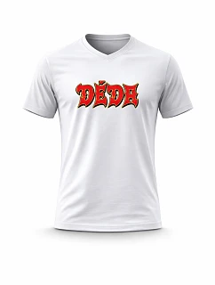 Pánské bavlněné tričko s potiskem - DĚDA (ROCK) - bílé