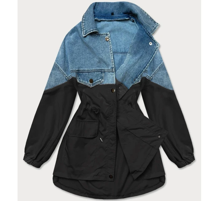 Světle modro-černá volná džínová bunda (B9791-5001) - Goodlooking Světle modro-černá volná džínová bunda (B9791-5001) - Goodlooking