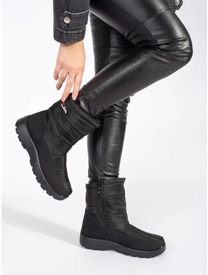 Jedinečné černé dámské  sněhule bez podpatku