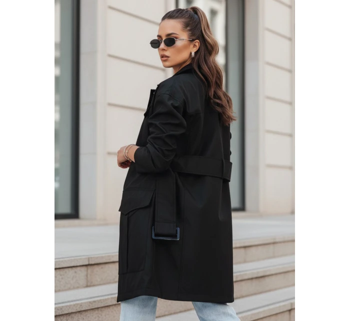 VERMONT dámský přechodový kabát s vázáním černý FashionStreet NY0582