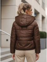 Dámská prošívaná bunda s kapucí hnědá FashionStreet TY5590