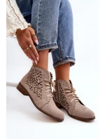 Dámské Prodyšné Šněrovací Botky Zazoo 2871 Beige