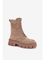 Zateplené workery dámské s ozdobou béžové model 21708928 - Boto