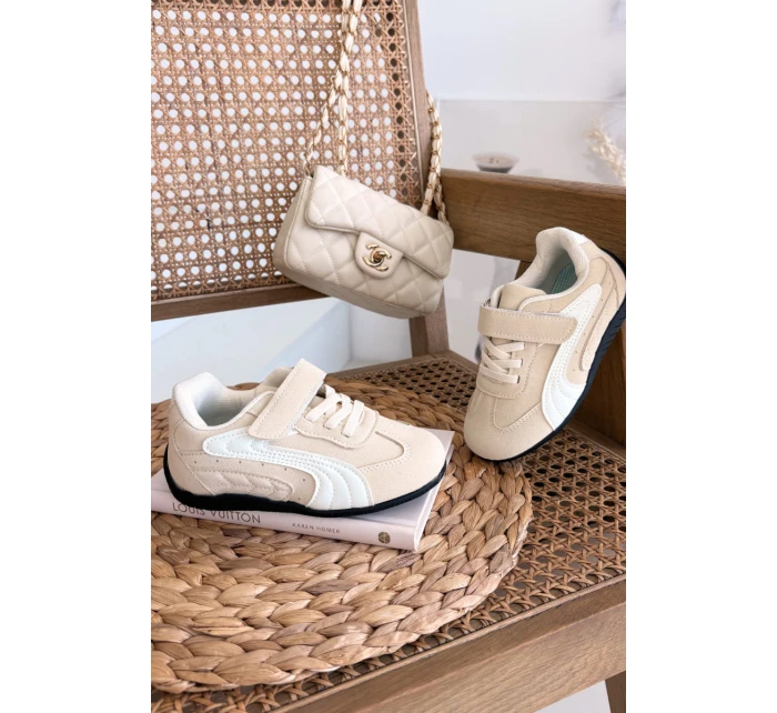 Dětské sportovní boty na suchý zip Perrin – béžové Dětské sportovní boty na suchý zip Perrin – béžové