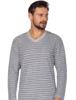 Pánské pyžamo 450 Šedá s modrou melange - REGINA