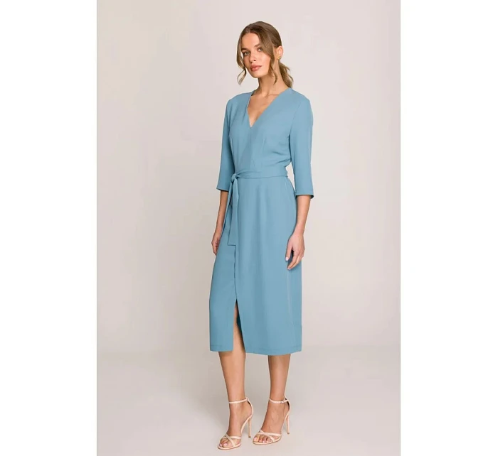 Šaty S396 zavazovací tyrkysově modré - Stylove Šaty S396 zavazovací tyrkysově modré - Stylove