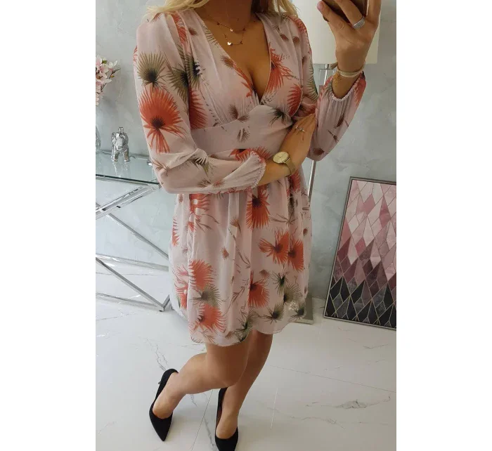 Vzdušné šaty s květinovým motivem pudrově růžové