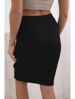 Dámská pruhovaná bavlněná sukně s rozparkem a ozdobnými knoflíky černá