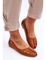 model 21617426 Pohodlné Dámské Kožené Baletky Hnědé - Zazoo model 21617426 Pohodlné Dámské Kožené Baletky Hnědé - Zazoo