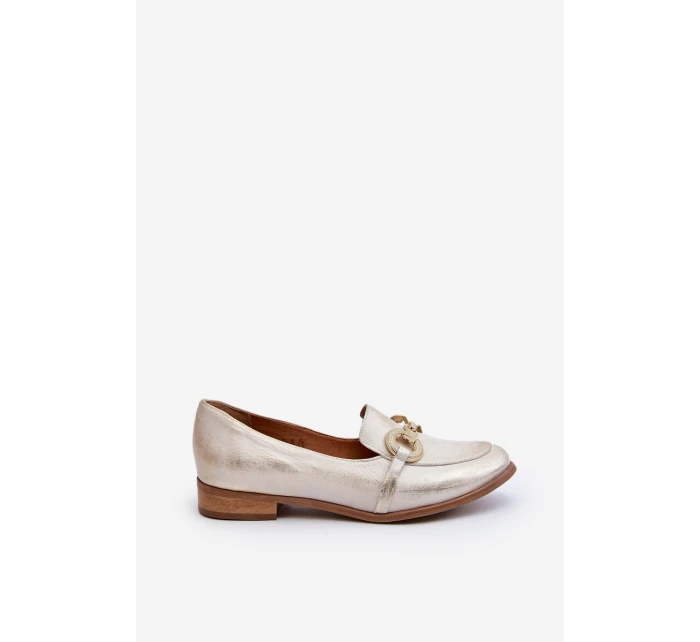 Dámské kožené mokasíny s ozdobou Zazoo 2880 Zlaté