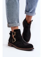 Dámské boty na ploché podrážce s pásky černé model 21647710 - Boto Dámské boty na ploché podrážce s pásky černé model 21647710 - Boto