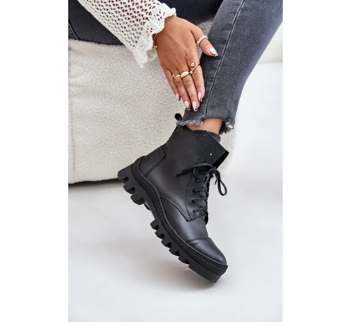 model 21670916 Dámské Botky Z Přírodní Kůže Černé - Zazoo