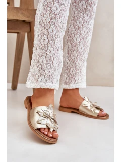 Pantofle S Dekorací Z Kůže Zazoo Zlaté model 21682160 - Boto