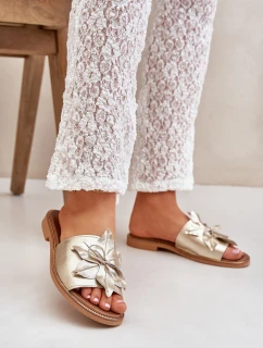 Pantofle S Dekorací Z Kůže Zazoo Zlaté model 21682160 - Boto