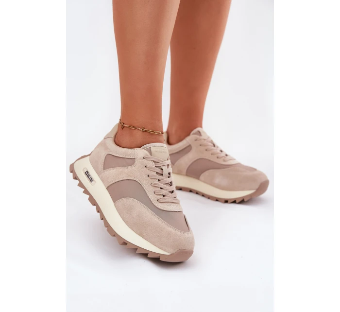 Semišové Sneakersy Na Platformě Dámské Big Star RR274897 HI-POLY SYSTEM Béžové Semišové Sneakersy Na Platformě Dámské Big Star RR274897 HI-POLY SYSTEM Béžové