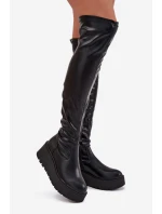 Dámské Kozačky Kolena Na Platformě A S Černé model 21707030 - Boto Dámské Kozačky Kolena Na Platformě A S Černé model 21707030 - Boto