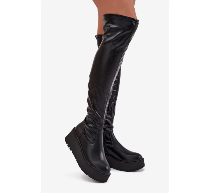 Dámské Kozačky Kolena Na Platformě A S Černé model 21707030 - Boto Dámské Kozačky Kolena Na Platformě A S Černé model 21707030 - Boto