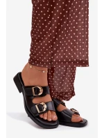 Dámské pantofle se zlatými sponami Černé model 21919167 - Boto