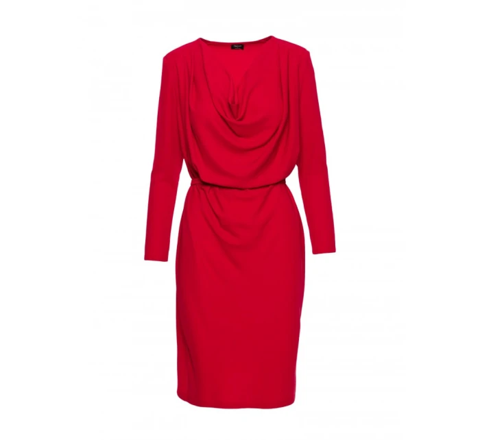 model 21470790 Šaty s výstřihem červené - STYLOVE