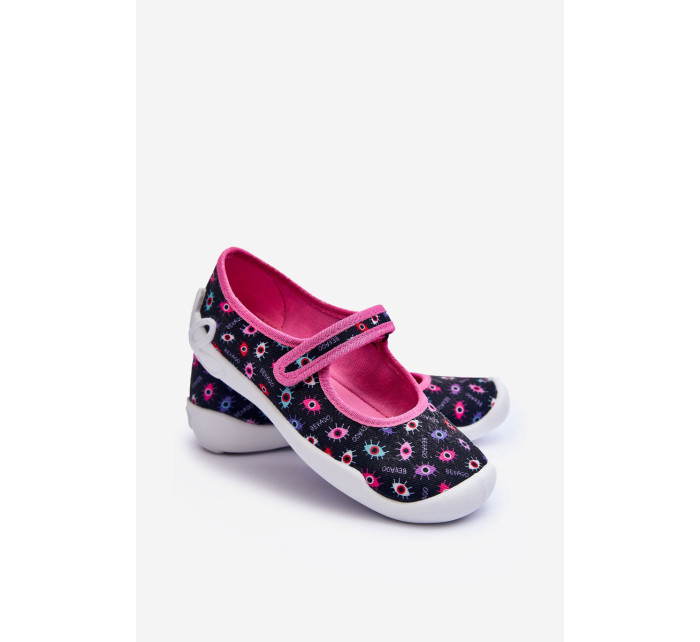Befado Dívčí balerínové pantofle Navy Blue and Pink