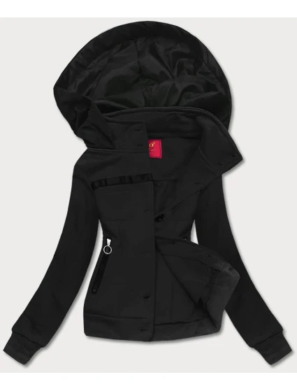 Krátká černá dámská rozepínací mikina model 21224407 - LHD